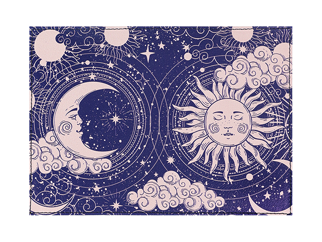 Обложка для паспорта MILAND "Месяц и солнце", натуральная кожа