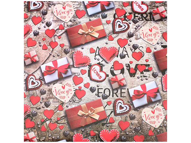 Бумага упаковочная "Love" 100х70см,глянцевая