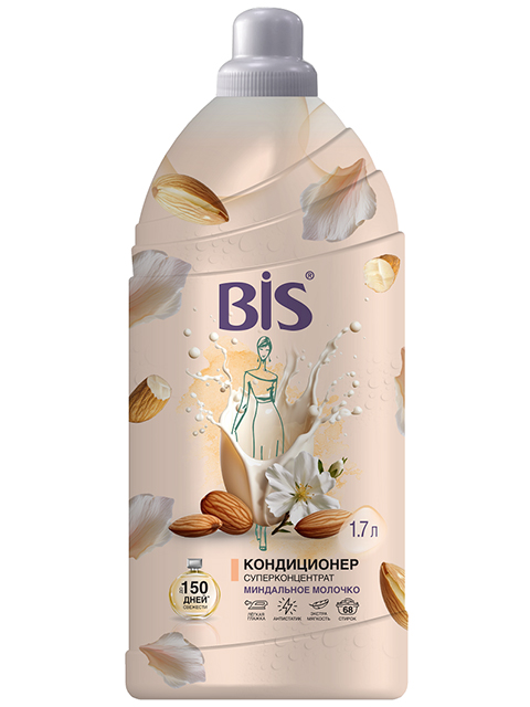 Кондиционер для белья BIS 1700мл "Миндальное молочко" концентрированный