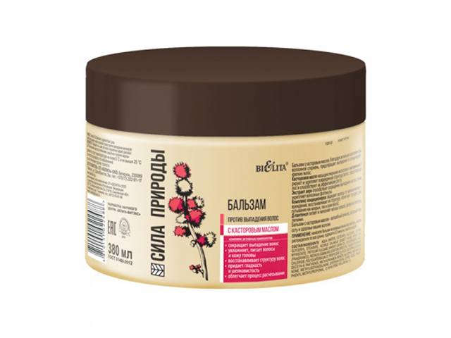 Бальзам Bielita "Сила природы" с касторовым маслом против выпадения волос 380мл