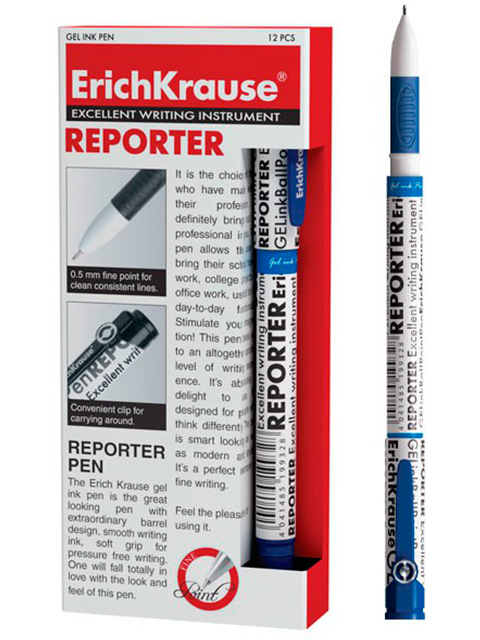 Ручка гелевая Erich Krause "Reporter" 0,5 мм, синяя