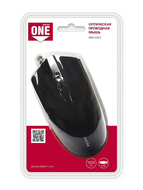 Мышь Smart Buy ONE 339 черная, USB, проводная