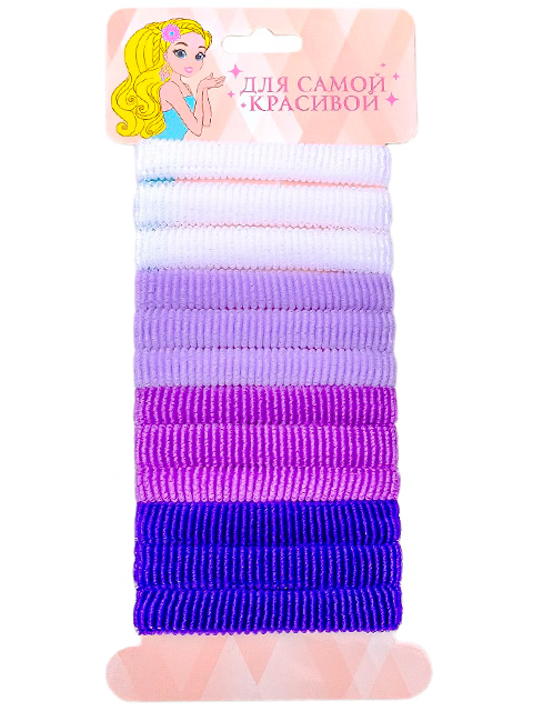 Набор резинок для волос "Махрушка полосочка" фиолетовый, 12 шт. в упак.