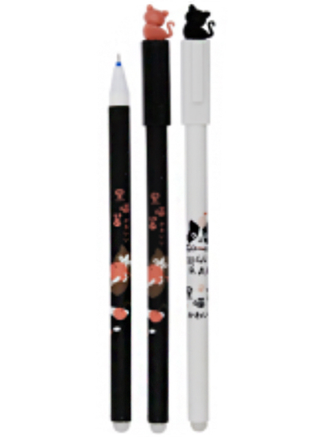 Ручка "пиши-стирай" гелевая Basir "Кошка" 0,35 мм, корпус цветной с рисунком, синий