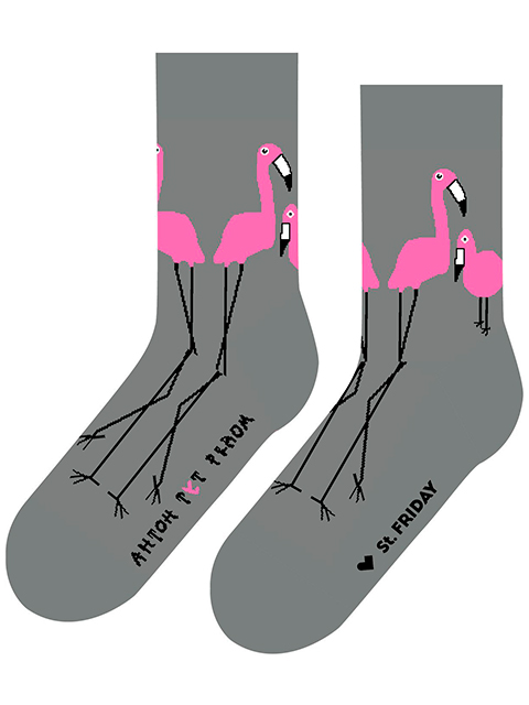 Носки дизайнерские St.FRIDAY "Все обожают розовый фламинго" р-р 38-41
