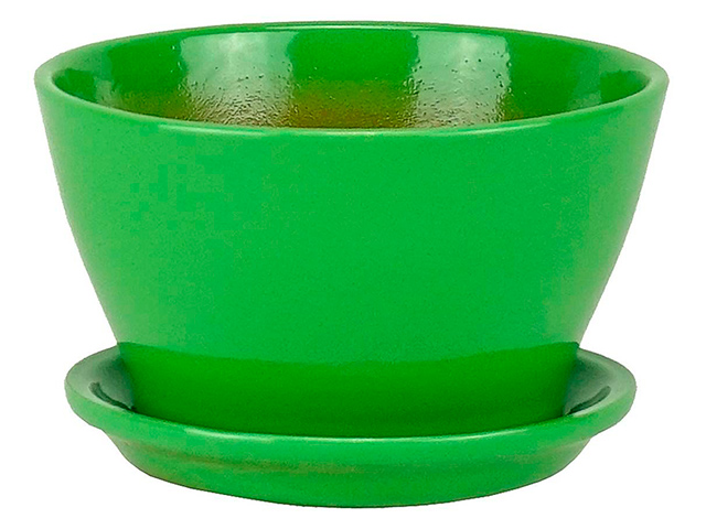 Горшок для цветов "Беллита Глянец" зеленый 12 см (с поддоном) , керамика