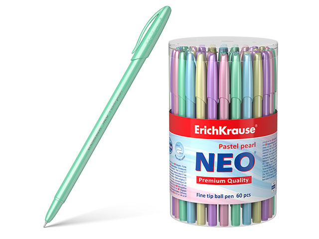 Ручка шариковая Erich Krause "Neo. Pastel pearl" 0,7 мм, корпус пластиковый однотонный, ассорти, синяя