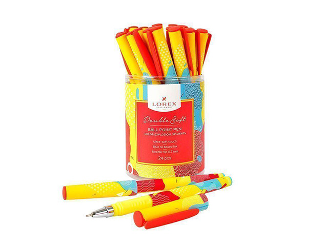 Ручка шариковая масляная LOREX "Color explosion. Splashes" 0,7 мм, корпус прорезиненный с принтами, грип, синяя