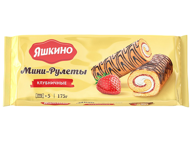 Мини-рулеты "Яшкино" клубничные, 175г