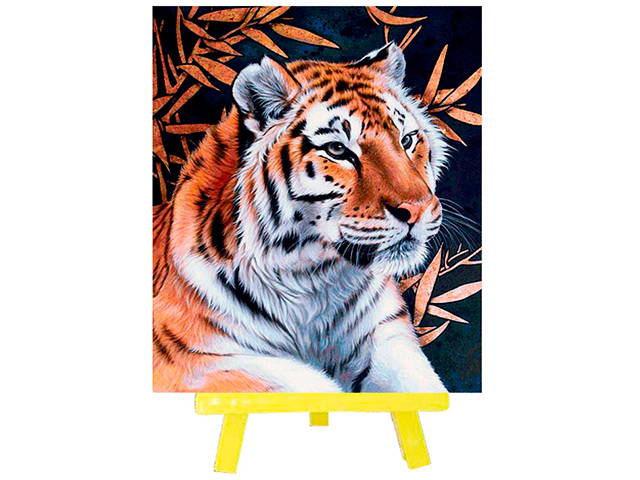 Набор для творчества Mazari "Алмазная мозаика. Тигр" 21х25 см, с мольбертом