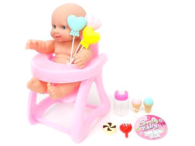 Кукла Пупс "Малыш со столиком" 25 см, с аксессуарами, в пакете