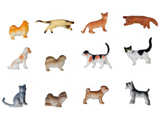Игровой набор "В мире животных. Собаки и кошки" 12 штук в упаковке