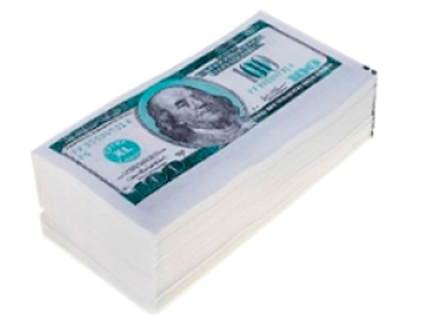 Салфетки бумажные "Пачка денег. 100 долларов", 33*33см, 2-слойные 25шт. в упак.
