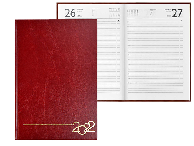 Ежедневник датированный 2022 А5 Феникс+ 160 листов, бордовый