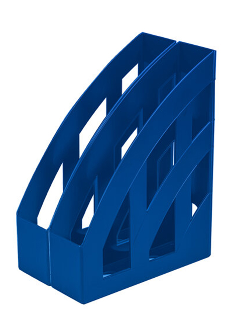 Лоток вертикальный для бумаг BRAUBERG "Modern", 245х75х320 мм, синий, 2 штуки