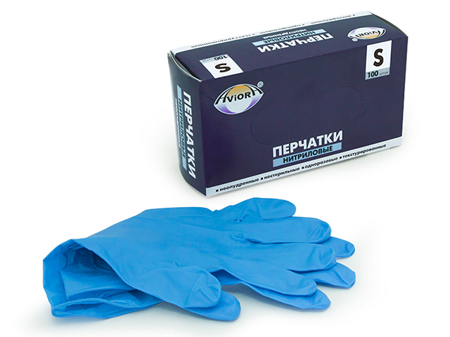 Перчатки нитриловые AVIORA одноразовые, неопудренные, размер S, 50 пар (цена за упаковку)