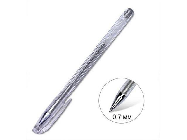 Ручка гелевая Crown "Hi-Jell Metallic" 0,7 мм, металлик серебро