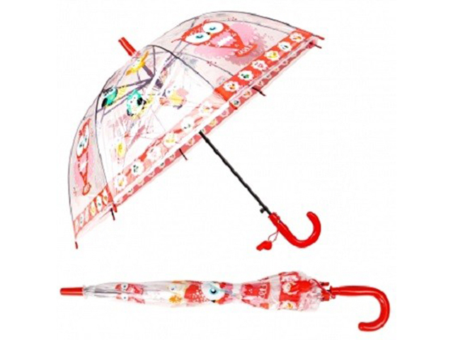 Зонт детский 50 см купол прозрачный "Совы", 6 видов (+ свисток)