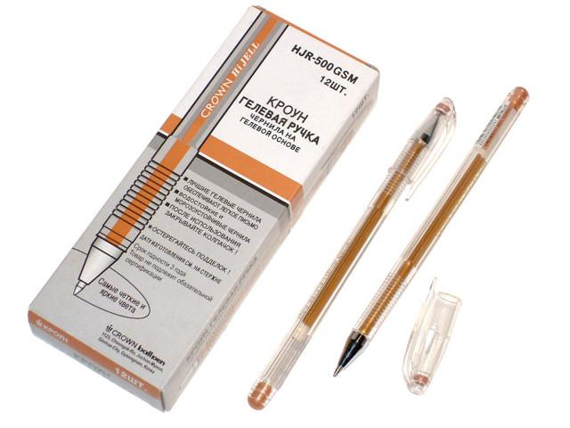 Ручка гелевая Crown "Hi-Jell Metallic" 0,7 мм, Металлик оранжевая