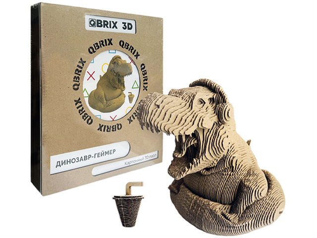 Конструктор 3D-пазл QBRIX "Динозавр-геймер" картонный