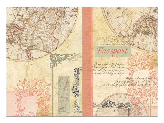 Обложка для паспорта Фора "Карта с розовым" ПВХ