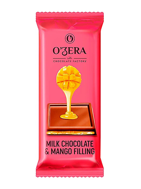 Шоколад "O`ZERA. Milk & Mango filling" 24 г, молочный с желейной начинкой из манго