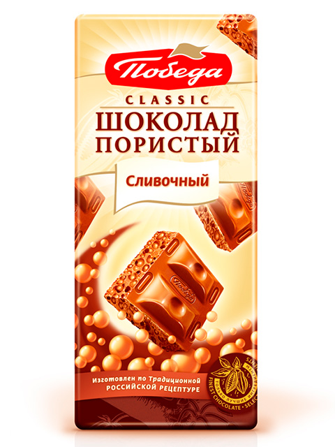 Шоколад победа вкуса пористый молочный 65г