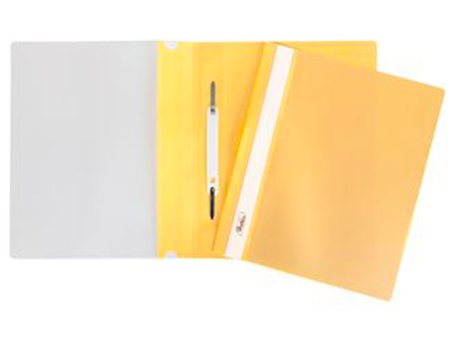 Папка А5 со скоросшивателем Хатбер с прозрачным верхом, 140/180мкм, желтая