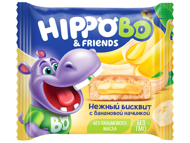 Пирожное бисквитное "HIPPOBO" с банановой начинкой, 32г