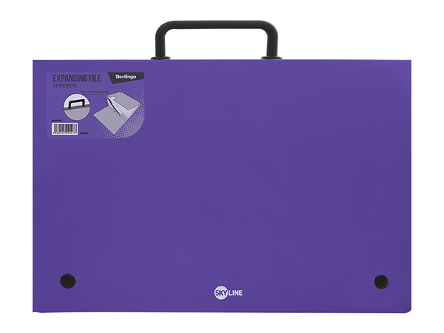 Папка-портфель пластиковая А4 13 отделений Berlingo "Skyline" 700 мкм, фиолетовая