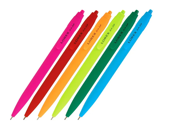 Ручка шариковая автоматическая LOREX "ROUND COLORS AUTO SOFT" 0,7 мм, пластиковый корпус ассорти, синяя