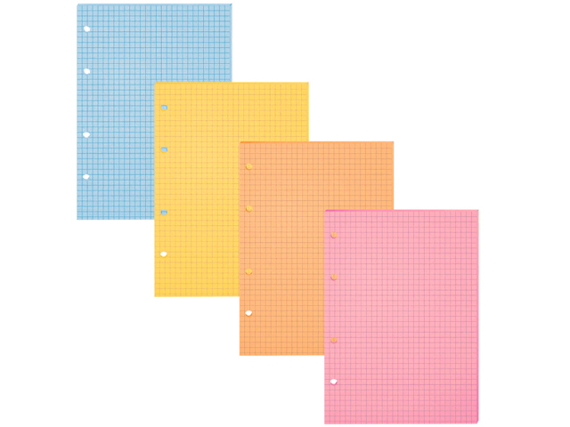 Сменный блок к тетради на кольцах, А5 200 листов, клетка BRAUBERG, 4 цвета по 50 листов, 401661