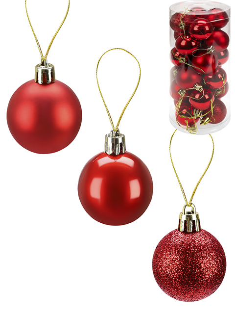Набор елочных шаров MILAND "Новогоднее настроение" 24 штуки d-4 см, красный