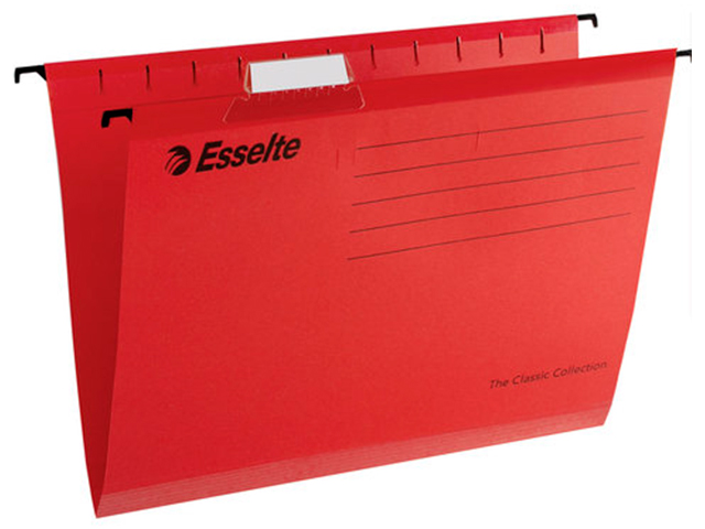 Папка подвесная Esselte "Plus Foolscap" 412х240 мм, картон, с разделителями, 25 шт в упак, красная