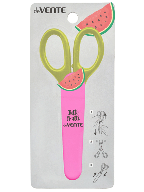 Ножницы детские deVENTE "Tutti-Frutti. Арбуз" 13,5cм, пластиковые ручки, в защитном футляре, блистер