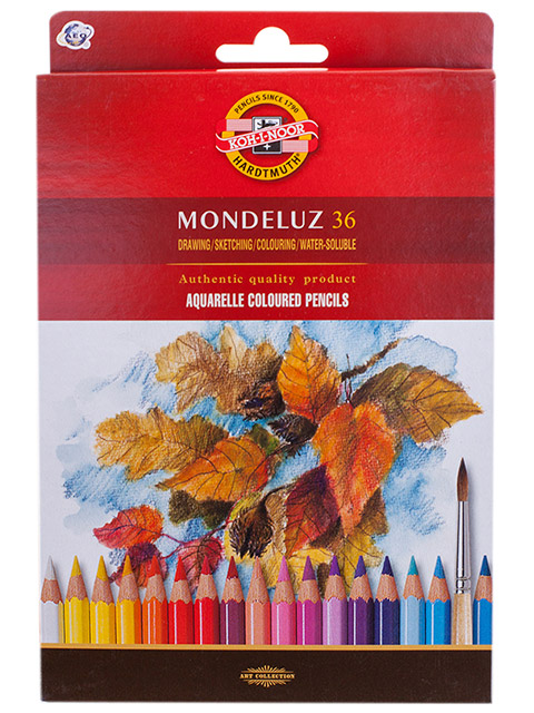 Карандаши цветные KOH-I-NOOR "Mondeluz" 36 цветов акварельные, картон. упаковка