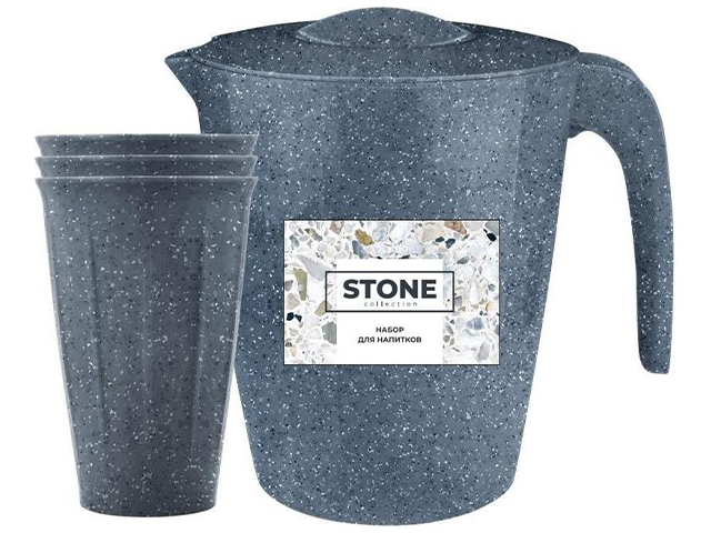 Кувшин "Sugar&Spice Stone" 1,9л +3 стакана (0,35л.) темный камень 