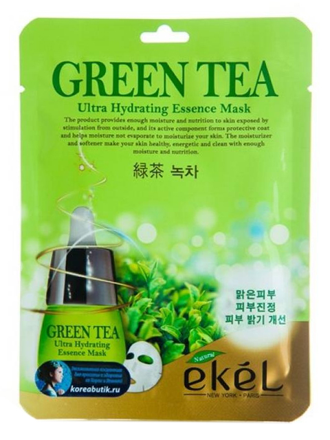 Маска тканевая с экстрактом зеленого чая "Ekel", 25 г