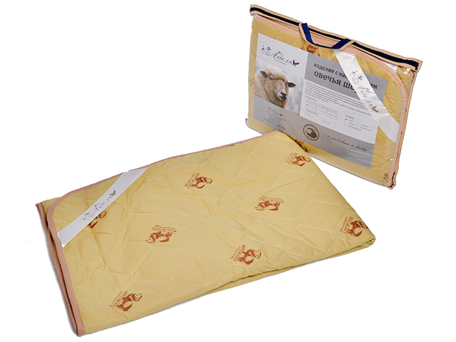 Одеяло "Овечья шерсть" стеганое, облегч. тик 200х220 см. (плотность 150г/м2)