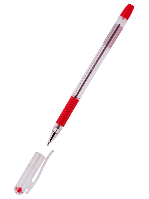 Ручка шариковая Berlingo "Mega Soft" 0.5 мм, красная, резиновый держатель