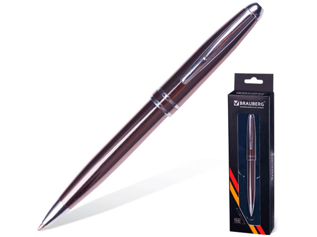 Ручка бизнес-класса шариковая BRAUBERG "Oceanic Grey", корпус серый, серые детали, 1 мм, синяя, 141420