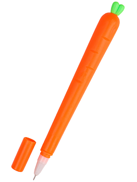 Ручка гелевая PROFIT "Вкусная морковка" 0,5 мм, корпус цветной гибкий, синяя 