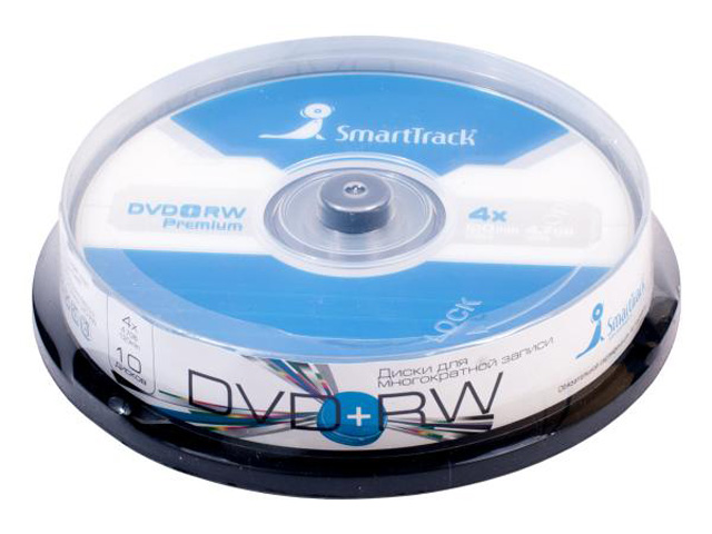 Диск DVD+RW SmartTrack 4.7Gb 4x Cake Box (10)