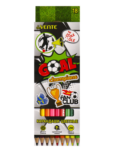 Карандаши цветные deVENTE "Goal" 18 цветов, карт. упак., европодвес