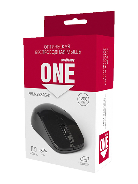 Мышь Smartbuy ONE 358AG-K беспроводная, черная