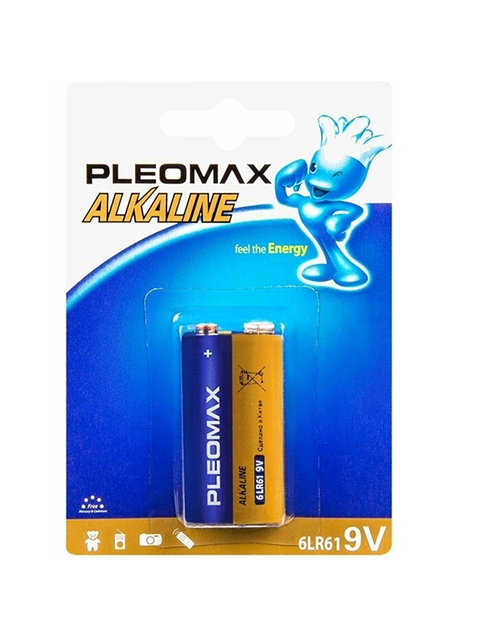 Батарейка щелочная (крона) Pleomax 6LR61-1BL (1 шт.) блистер