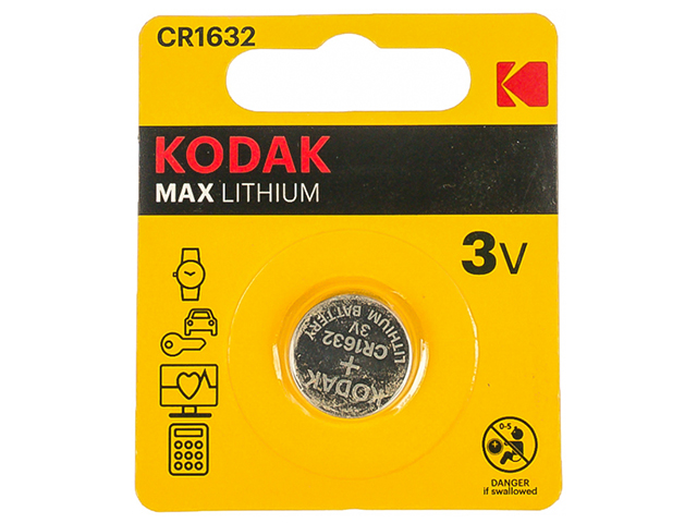 Батарейка литиевая (таблетка) Kodak CR1632 (1шт) блистер
