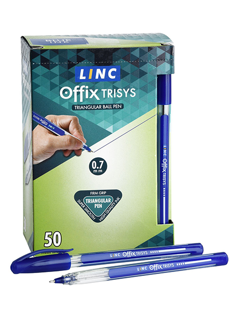 Ручка шариковая LINC "TRISYS" 0,7 мм, прозрачный треуг. корпус, синяя