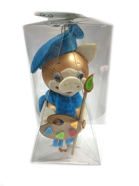 Елочное украшение фигурка "Свинка художник" (Символ года), 13 см, стекло+ткань, в подарочной упаковке