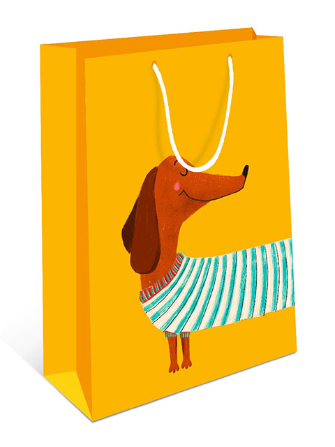 Пакет подарочный бумажный "Пес в полоску" 11,5х14,5